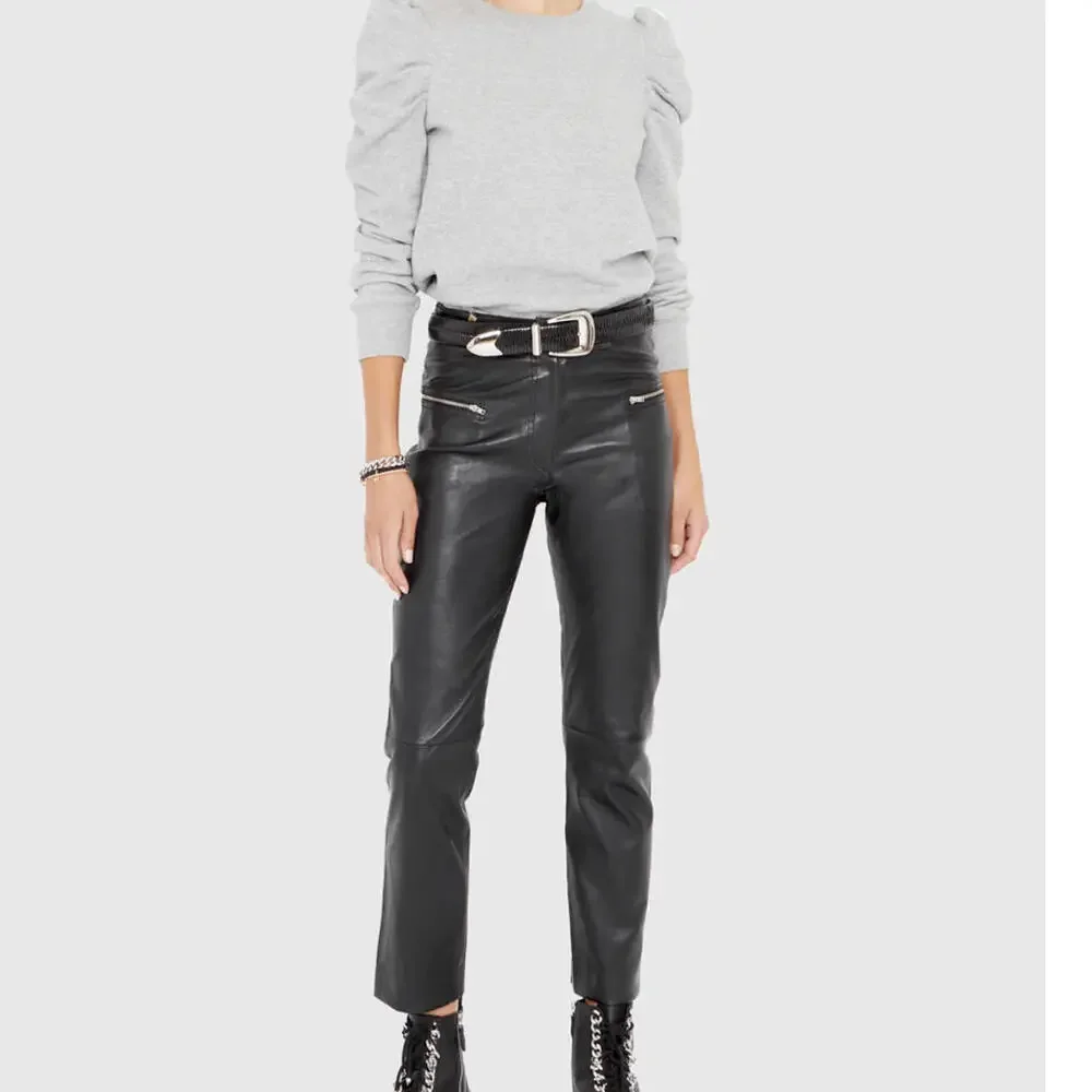 Rebecca Minkoff Women's Black Leather Poppy Leggings - Size M - Picture 1 of 6